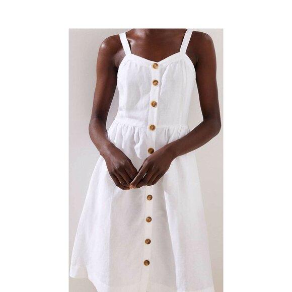 LOFT Dresses & Skirts - Ann Taylor LOFT Button Down White Sleeveless Flare Dress P1548